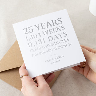 25 Years Together Foiled Silver Anniversary Card