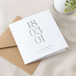 Special Date Foiled Silver Anniversary Card