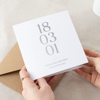 Special Date Foiled Silver Anniversary Card