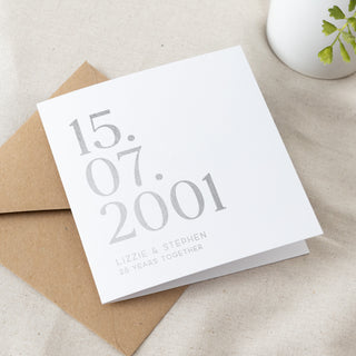 Big Date Foiled Silver Anniversary Card