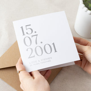 Big Date Foiled Silver Anniversary Card