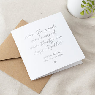 Number of Days Together Foiled Silver Anniversary Card