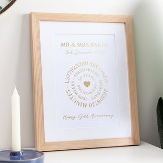 Circular Timeline Foiled Gold Anniversary Print