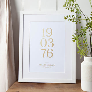 Special Date Foiled Gold Anniversary Print