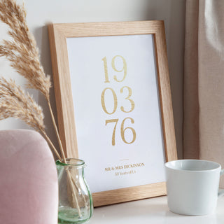 Special Date Foiled Gold Anniversary Print
