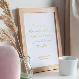Lyric, Quote or Vows Snippet Foiled Gold Anniversary Print