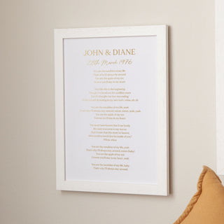 Wedding Vows or Song Lyrics Foiled Gold Anniversary Print