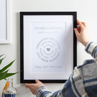 Circular Timeline Foiled Silver Anniversary Print