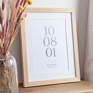 Special Date Foiled Silver Anniversary Print