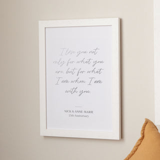 Lyric, Quote or Vows Snippet Foiled Silver Anniversary Print