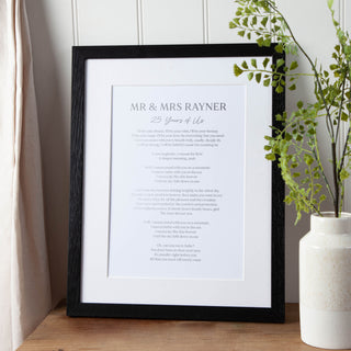 Wedding Vows or Song Lyrics Foiled Silver Anniversary Print