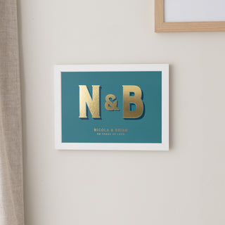 Gold Foiled Initials Framed Anniversary Print
