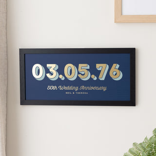 Gold Foiled Anniversary Date Framed Print