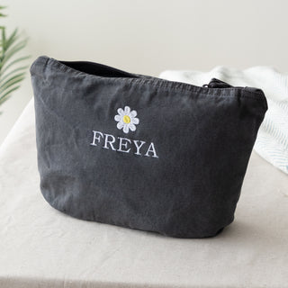 Embroidered Icon Personalised Washed Finish Pouch
