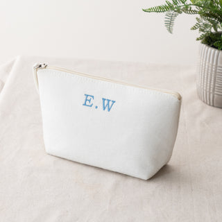 Embroidered Initials Felt Cosmetic Bag