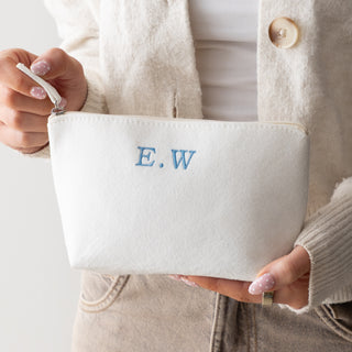 Embroidered Initials Felt Cosmetic Bag