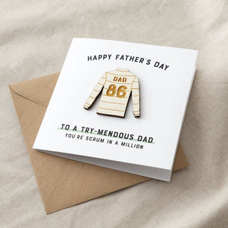 Wooden Rugby Shirt Father's Day Card
