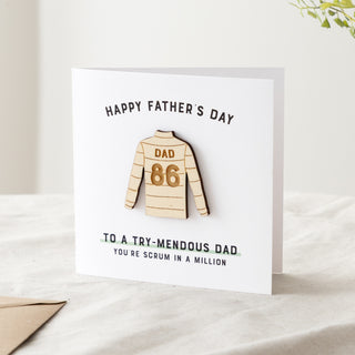 Wooden Rugby Shirt Father's Day Card