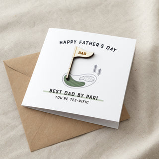 Wooden Golf Flag Father's Day Card