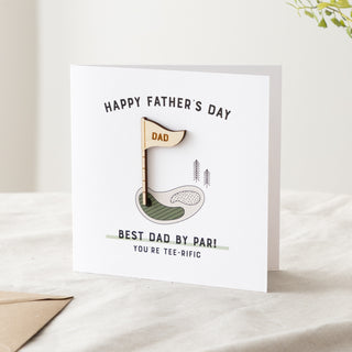 Wooden Golf Flag Father's Day Card