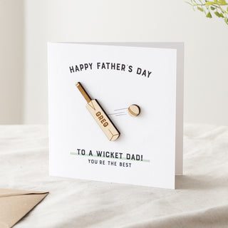 Wooden Cricket Bat Father's Day Card