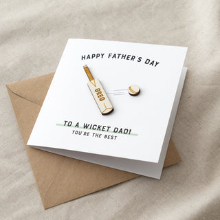 Wooden Cricket Bat Father's Day Card