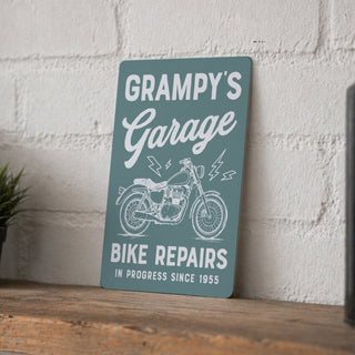 Vintage Motorbike Personalised Metal Garage Sign