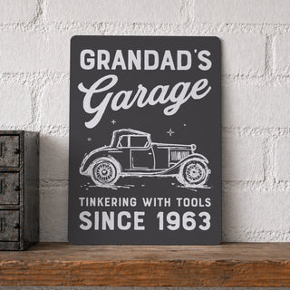 Vintage Car Personalised Metal Garage Sign