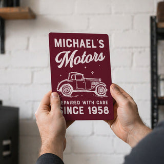 Vintage Car Personalised Metal Garage Sign