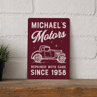 Vintage Car Personalised Metal Garage Sign