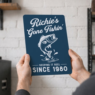 Gone Fishing Personalised Metal Sign