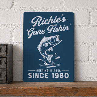 Gone Fishing Personalised Metal Sign