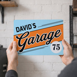 Classic Stripe Metal Garage Sign