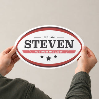 Rugby Ball Style Personalised Metal Sign