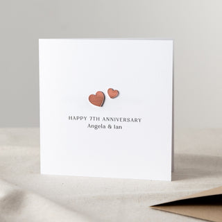 Mini Metallic Hearts Copper Wedding Anniversary Card