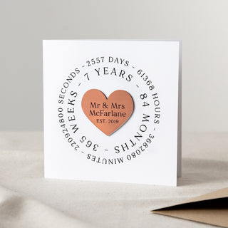 Circular Timeline 7 Year Copper Anniversary Card