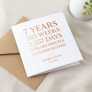 7 Years Together Foiled Copper Anniversary Card