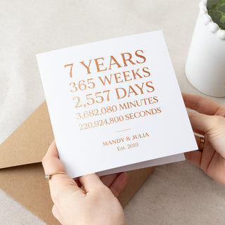 7 Years Together Foiled Copper Anniversary Card