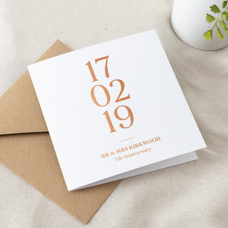 Special Date Foiled Copper Anniversary Card