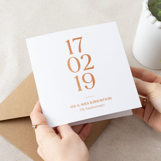 Special Date Foiled Copper Anniversary Card