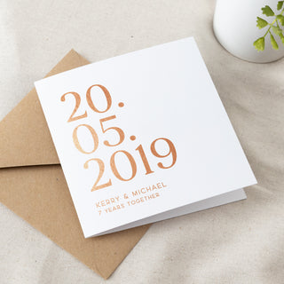 Big Date Foiled Copper Anniversary Card