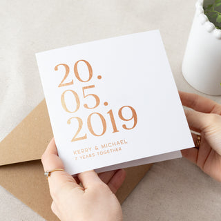 Big Date Foiled Copper Anniversary Card