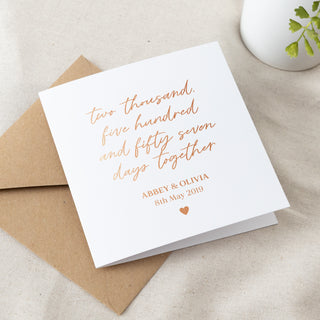 Number of Days Together Foiled Copper Anniversary Card