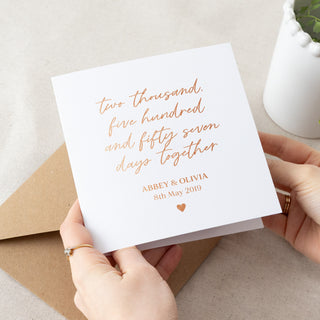 Number of Days Together Foiled Copper Anniversary Card