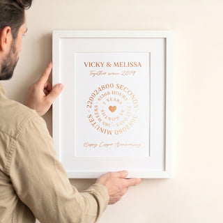Circular Timeline Foiled Copper Anniversary Print
