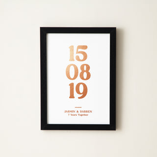 Special Date Foiled Copper Anniversary Print