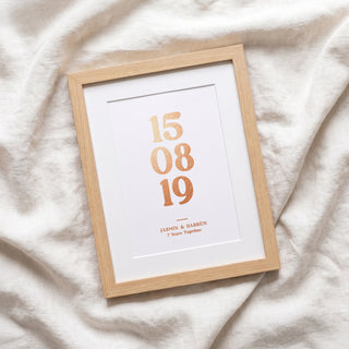 Special Date Foiled Copper Anniversary Print