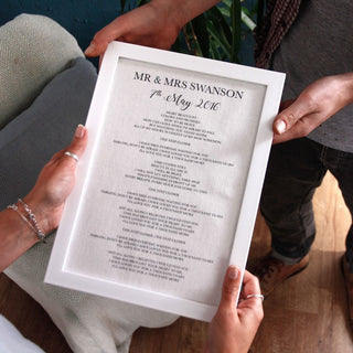 Cotton Anniversary Lyrics/Vows Print