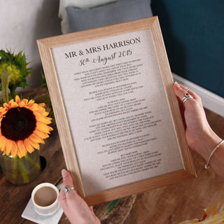 Linen Anniversary Lyrics/Vows Print