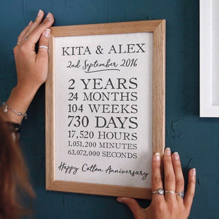 Linear Design Cotton Anniversary Time Print